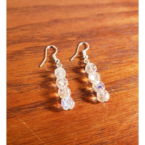 Christmas Earrings Set Crystal Peace Dove Bird Retro Iridescent Dangle Drop New - Picture 4 of 4